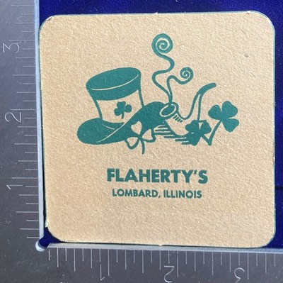 FLAHERTY'S LOMBARD ILLINOIS Larry Wojdyla 3.5 INCH SQUARE BEER COASTER
