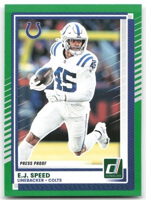 E.J. Speed 2025 Donruss Press Proofs Green Indianapolis Colts