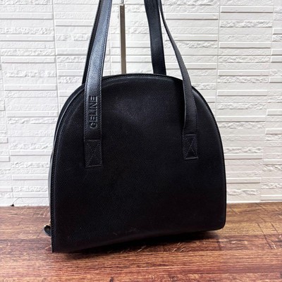 Celine Leather Vintage Shoulder Hand Bag Black Authentic