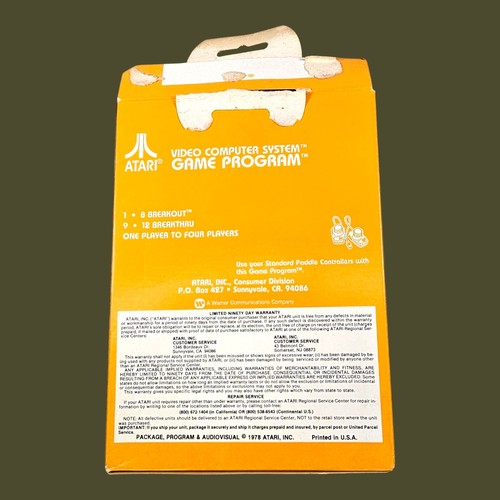 Atari 2600 Vintage 1978 Breakout CIB Complete with Box, Manual, and Hangtab - Picture 6 of 10