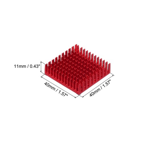 3Pcs 40x40x11mm Heatsink Aluminum Radiator Heat Sink Red - Picture 2 of 6