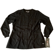 Greys Anatomy By Barco Long Sleeve Scrub Top Womens Size L Black Button Pockets