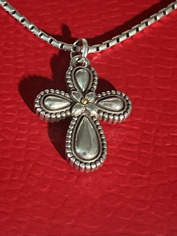 Brighton Faithful Cross Silver Necklace 17in Retired - Image 2 of 4