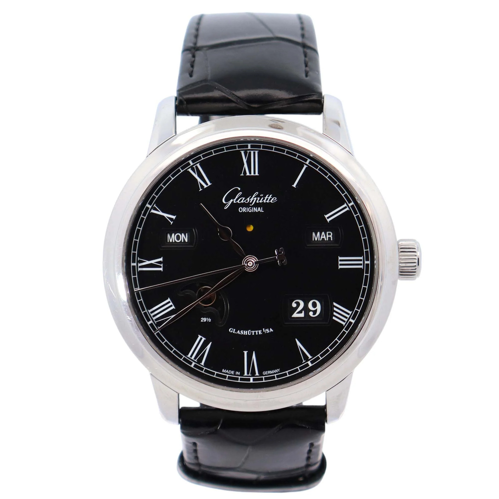 Glashutte Senator 42mm Black Dial Watch Ref# 100-02-25-12