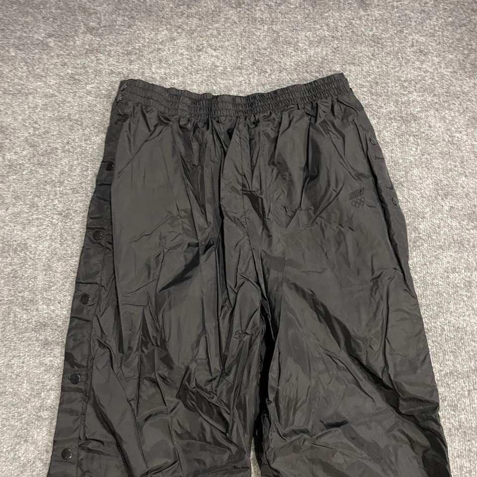 Calça corta-vento masculina grande preta anos 90 vintage olímpica Snap Tear Away Track - Imagem 3 de 4