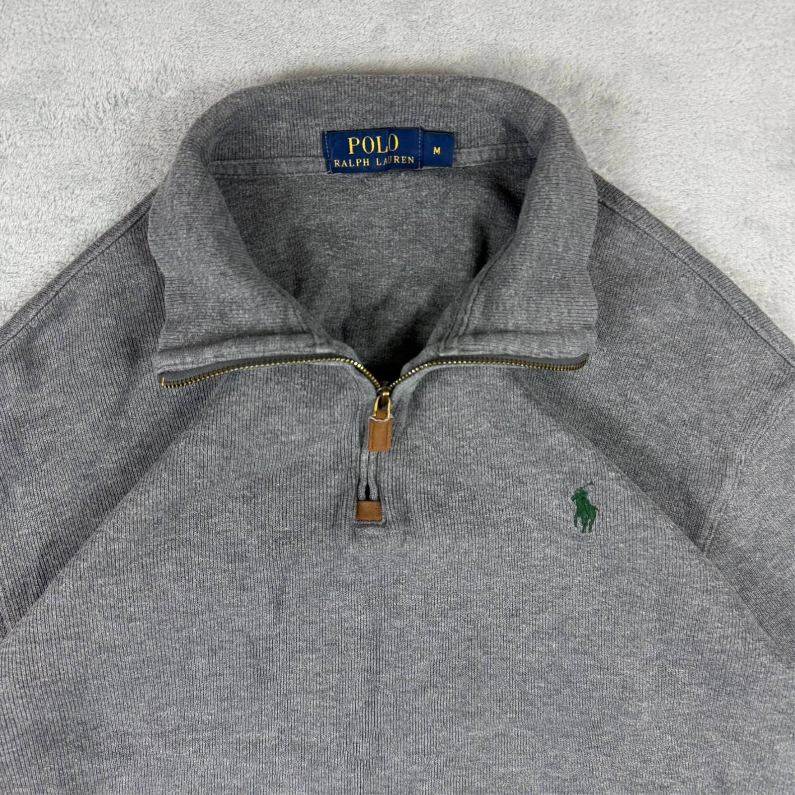Vintage Polo Ralph Lauren 2000's Grey Size Medium 1/4 Quarter Zip Jumper image 4