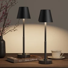 2 Pack Cordless Table Lamp with Marble Base, 5200mAh Rechargeable Battery Pow...