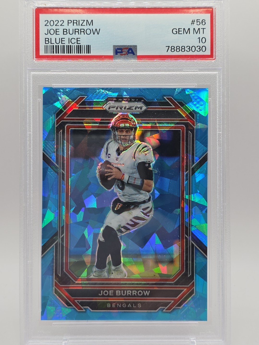 2022 Panini Prizm - Joe Burrow #56 Blue Ice Prizm 27/99 PSA 10 Gem Mint