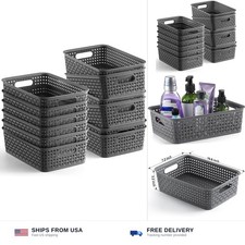 12 Pack Plastic Storage Baskets - Small Pantry Organization and Storage B...