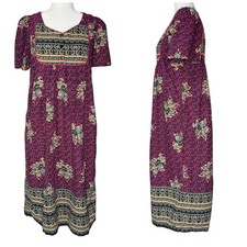 Vintage Sara Morgan Dress M Midi Lounge Muumuu Boho Cottage Modest Traditional