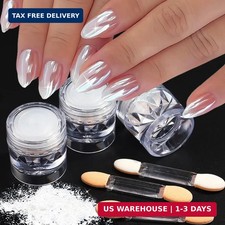3Pcs Moonlight White Pearl Chrome Nail Powder...