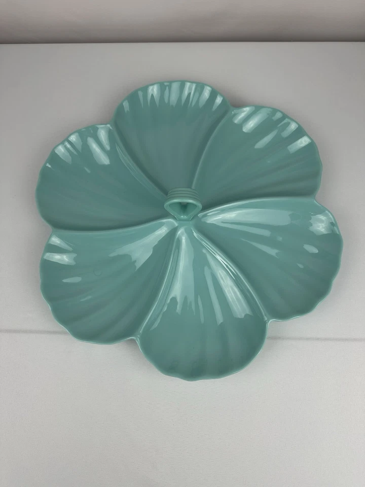 Tommy Bahama Melamine Hibiscus Flower Serving Platter Teal 15" x 4" - Image 2 of 4