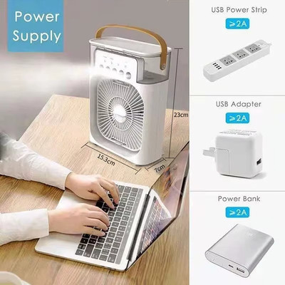 New 3-in-1 fan, air conditioner, household, mini air cooler, LED night light, po