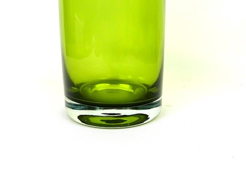 Krosno Poland Art Glass Olive Green & Clear Base Tall 14 1/2" Bottle Vase 1980- - Picture 3 of 9