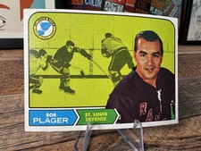 1968-69 TOPPS NHL HOCKEY #112 Bob Plager EX-NM Rookie St. Louis Blues RC Card. rookie card picture