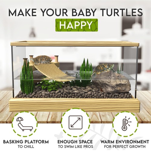 Turtle Aquarium Kit Series,Aquatic Turtle Tank with Filter and Light + Basking - Picture 6 of 7
