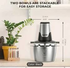 450W Mini Electric Food Chopper with 2 Bowls, Meat Grinder 4 Bi-Level Blade