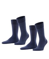 Herren Socken 2Er Pack Baumwolle Gr. 43-46 Blau Navy Melange Falke