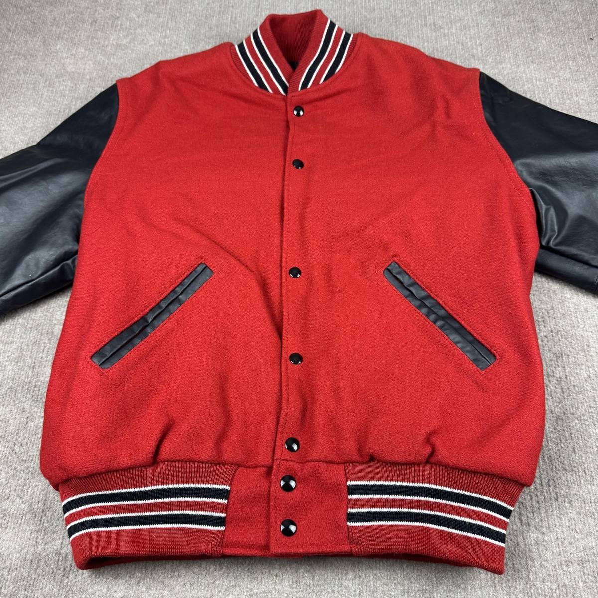 Vintage Holloway Letterman Jacket Mens M Red Black Blank Varsity