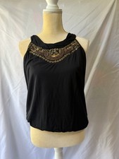 Worthington Beaded Sequin Black Sleeveless Tank Top Camisole Size M