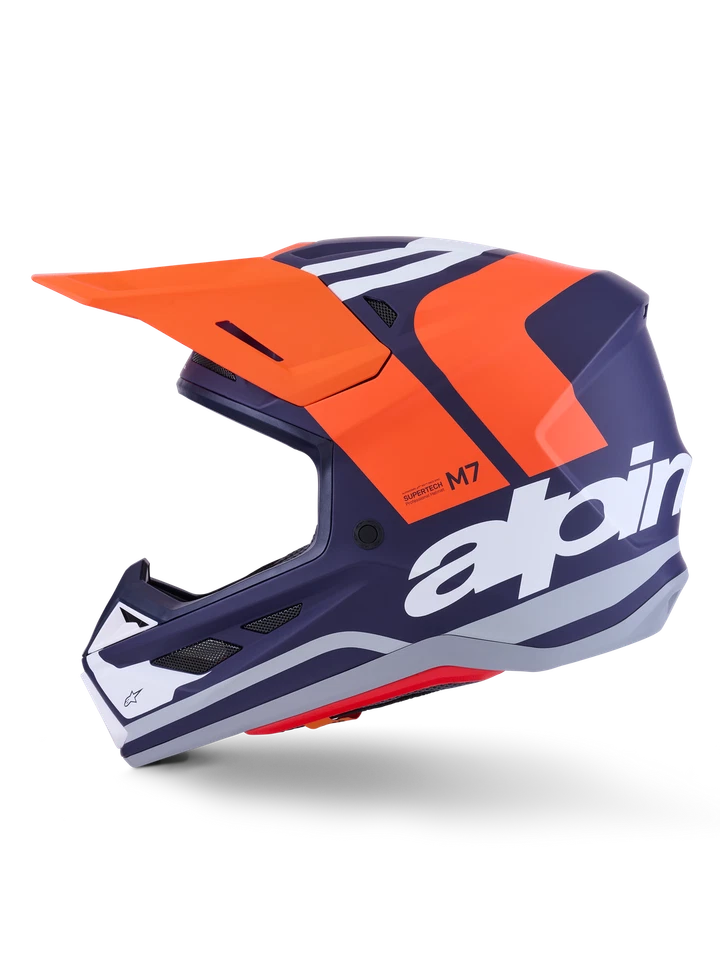 Casco Uomo Alpinestars Supertech S-M7 Core Arancione Blu Motocross Enduro SM7 - Immagine 3 di 4
