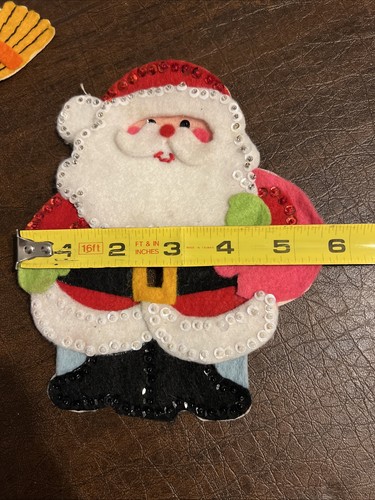 Vtg Christmas Felt Sequin Handmade Light Switch Covers Snowman Santa Sgl Dbl - Picture 9 of 9