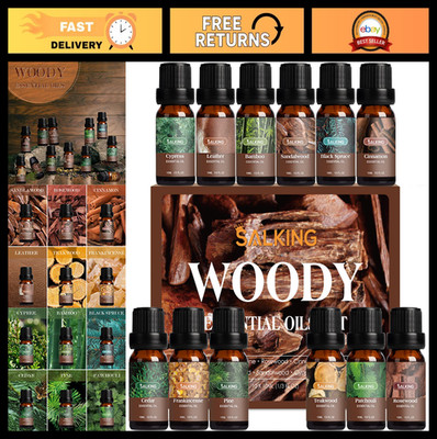 Woodsy Essential Oils Set for Men - 12 x 10ml Natural Fragrance Oils for Diffuse