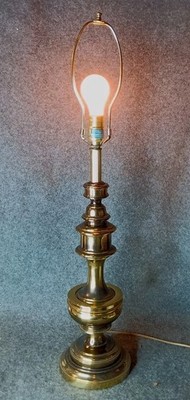 VTG RARE TYPE STIFFEL 32'' tall Solid brass two-tone 12(!)lb  fluted collar LAMP