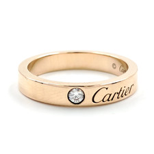 Cartier 18K Rose Gold 1P Diamond Logo Ring Size 47