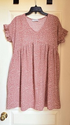 Hayden s Los Angeles LA Women's Animal Print Dress Small Oversized Brown Tan