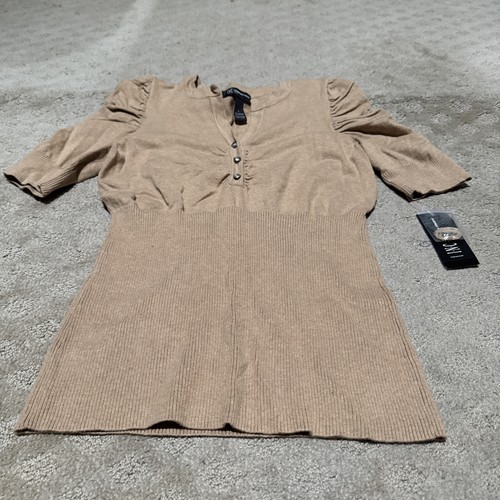 INC International Concepts Camel kurz geraffte Ärmel Strick Top. Gr. S. Neu mit Etikett! - Bild 2 von 12
