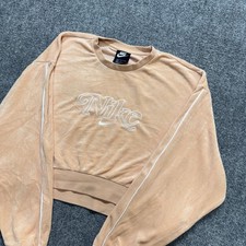 Nike Sweatshirt Women's MediumVelour Cropped Center Swoosh PeachActivewearY 2K