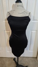 Windsor Womens S Black Satin Cowl Neck Sleeveless Bodycon Mini Party Dress