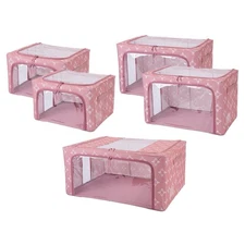 Improvements Collapsible Storage Bins - Set of 5 - Printed Blush
