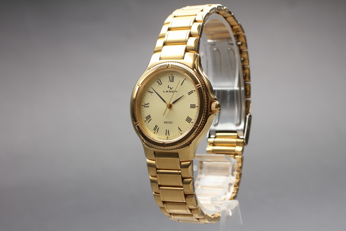 Vintage 1987 N MINT Seiko Landy 5P31-6B10 Gold Round Quartz Mens