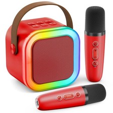 Karaoke Machine Kids Adults Bluetooth Speaker 2 Wireless Microphones Portable