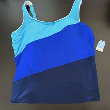 Lands End Underwire Tankini Top Adjustable Straps Square Neck Women Size 26W NWT