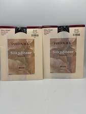 Fashion Bug Silky Sheer W/ Lycra Plus Size Pantyhose 1x-2x Off Black Qty 2