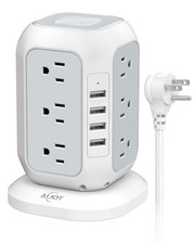 Power Strip Tower with USB Ports-AiJoy Surge Protector with 12 AC Outlet and ...
