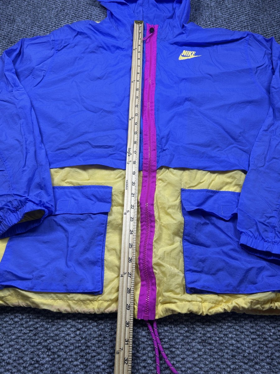 Nike Jacket Womens 3X Blue Yellow Purple Hooded Windbreaker Full