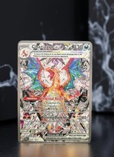 Carta Pokemon Charizard ex metallo dorato regalo/display da collezione acciaio inox