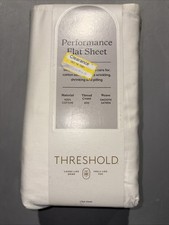 Queen 400 Thread Count Performance Flat Sheet Sour Cream Color Threshold: Cotton