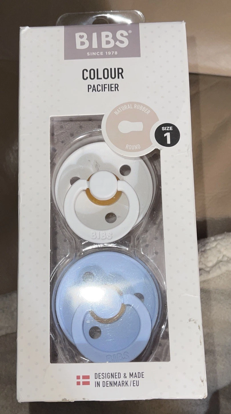 Set of 4 BIBS Pacifiers Sz 1 Round BPA-Free-Ivory Mix-Denmark - Glow In The Dark