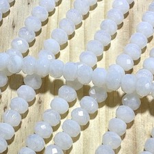 Czech Glass Rondelle Spacer Beads 6x9mm White Opal milky tire/donut 28pcs J855