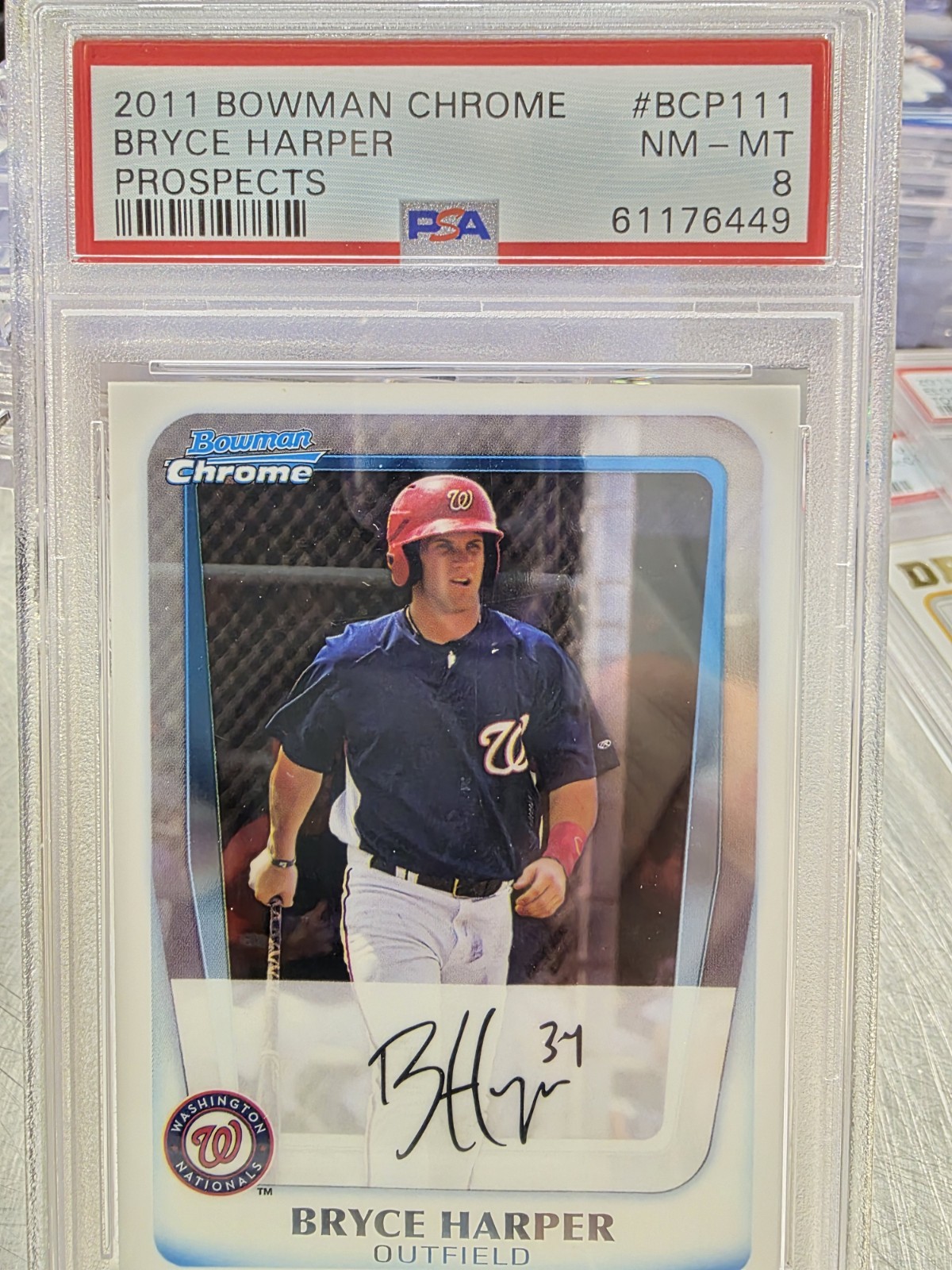 2011 Bowman Chrome Prospects Bryce Harper #BCP111 Rookie Auto PSA 8 Nationals