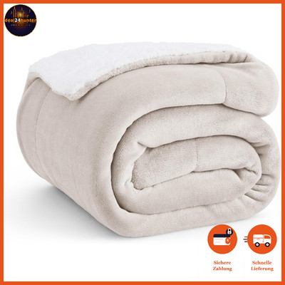 Kuscheldecke Sherpa Warm Flauschig 150x200 cm Sofaüberwurf Beige Wohndecke