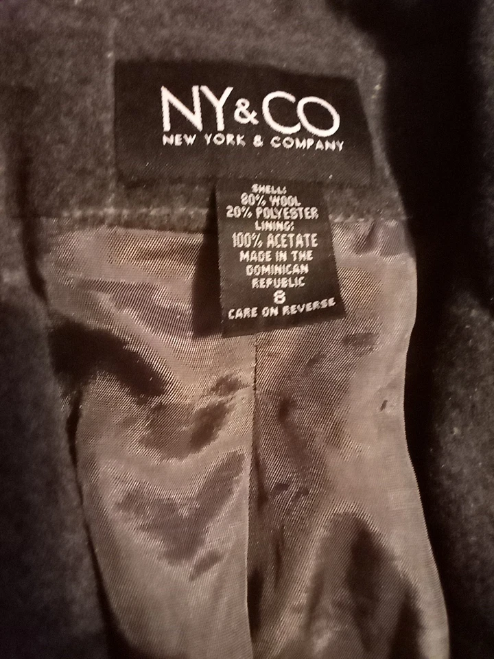 NY & CO Vintage Wool Blazer Shoulder Pads Large Front Pockets Single Button... - Image 2 of 3