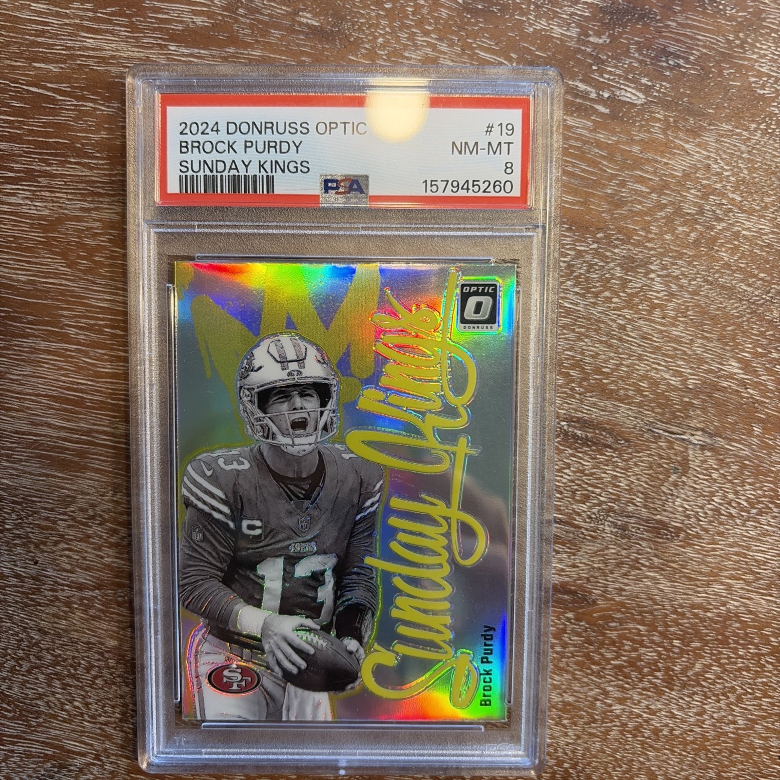 Panini 2024 Donruss Optic Brock Purdy Sunday Kings #19 49ers PSA 8