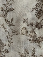 LAURA ASHLEY Birds Meadow Floral Natural Linen Blend Curtain Panel Set NEW 38X96