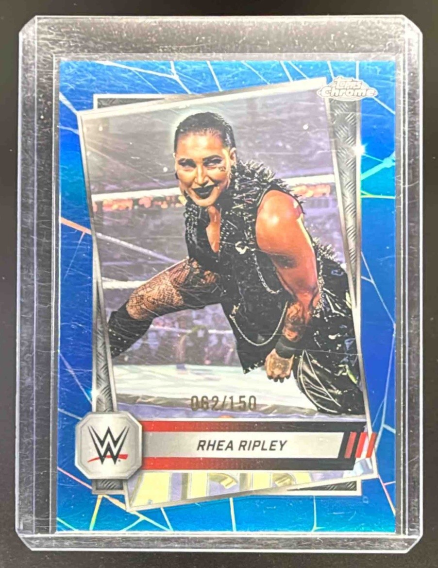 2025 Topps Wrestling Chrome WWE Rhea Ripley Blue Refractor /150 #80